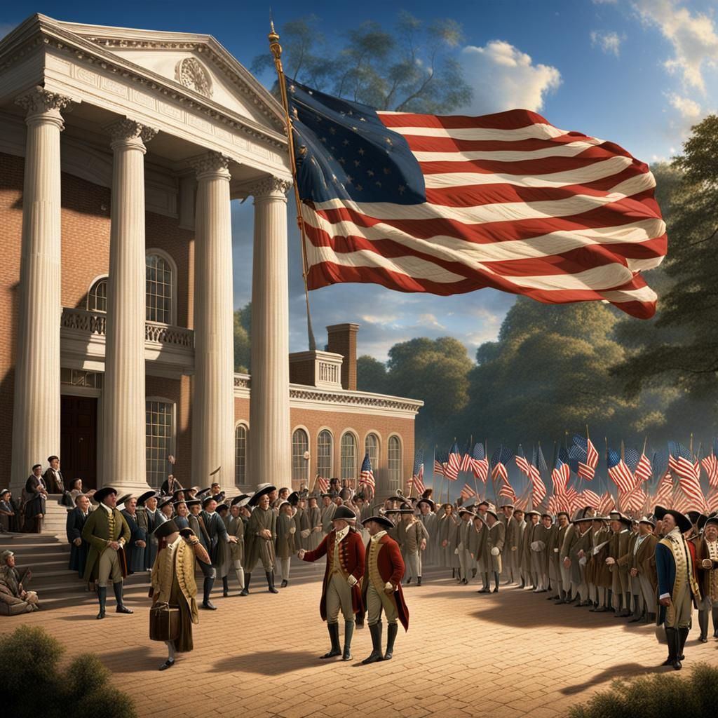 July 4, 1776 continental Congress adopting the Declaration o...