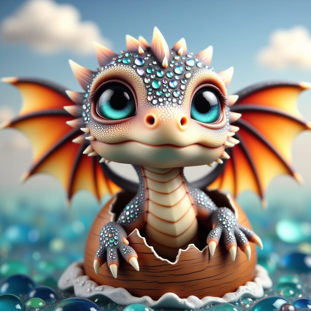 <lora:Flux Real BabyDragon:1.0> Realistic baby dragon, big expressive eyes, intricate scales, symmetrical wings; sailing ship, ocean, sunny...