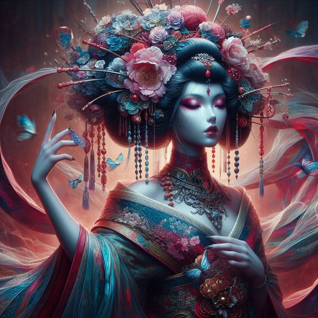 double exposure beautiful fantasy DALL-E 3 portrait landscape..