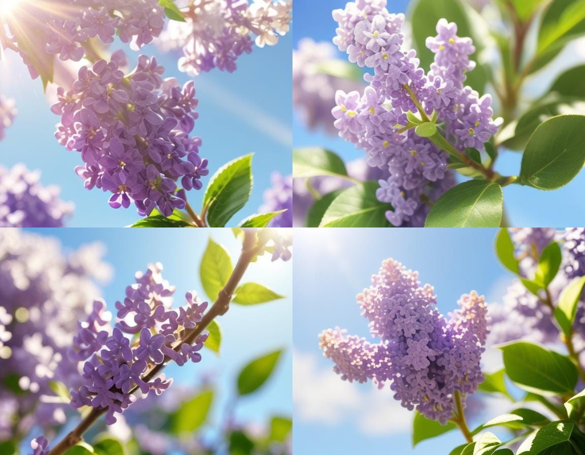 a real photo of a lilac, blue sunny sky by 18k resolution. m...
