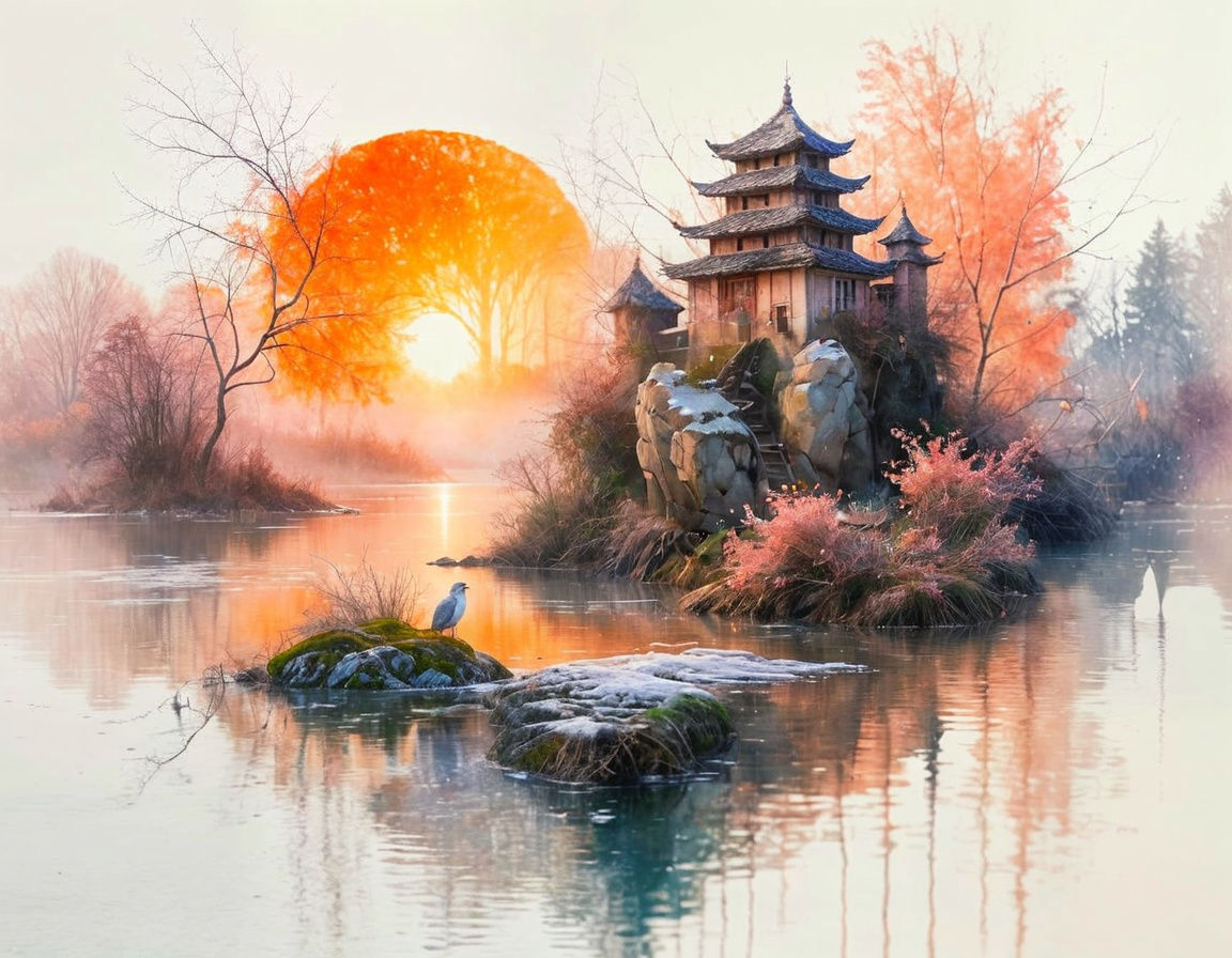 אגם ובית יפני