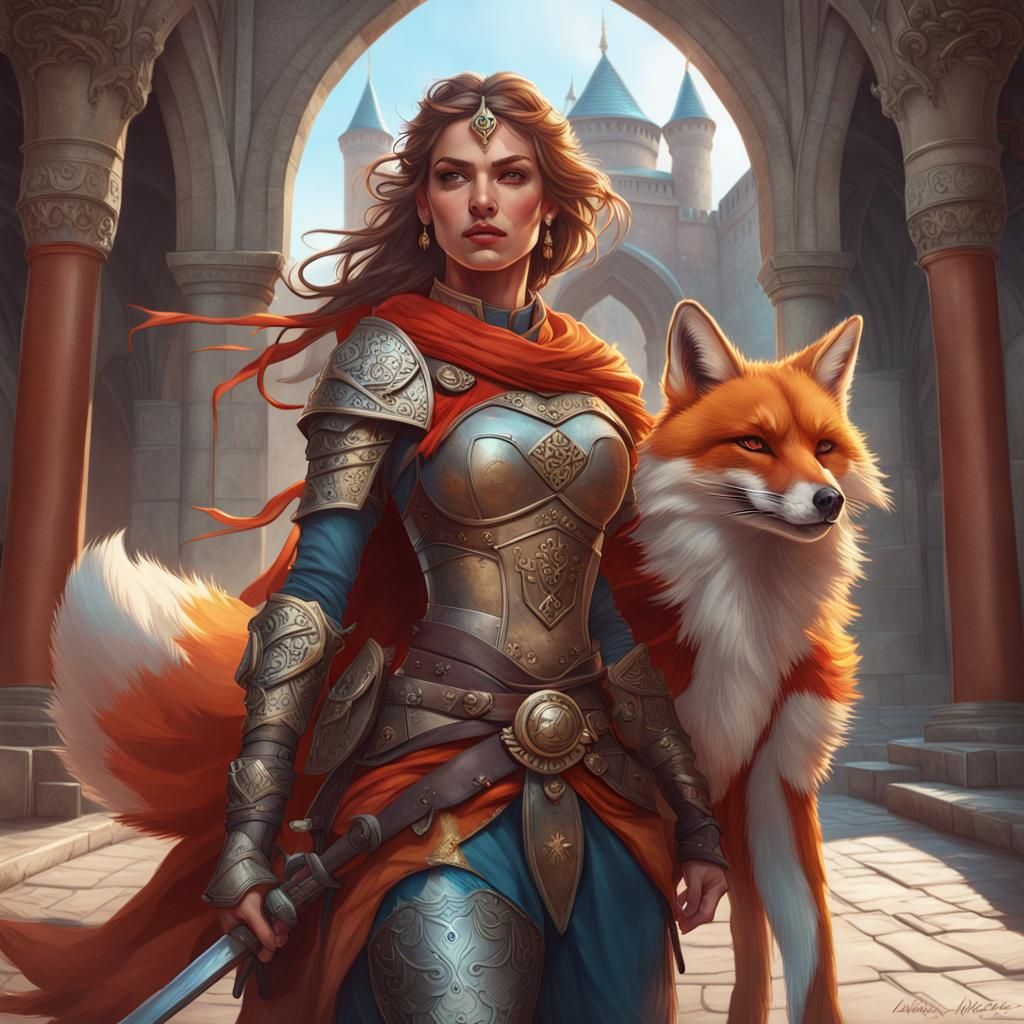 Warrior princess with her Fox - AI Generated Artwork - NightCafe Creator