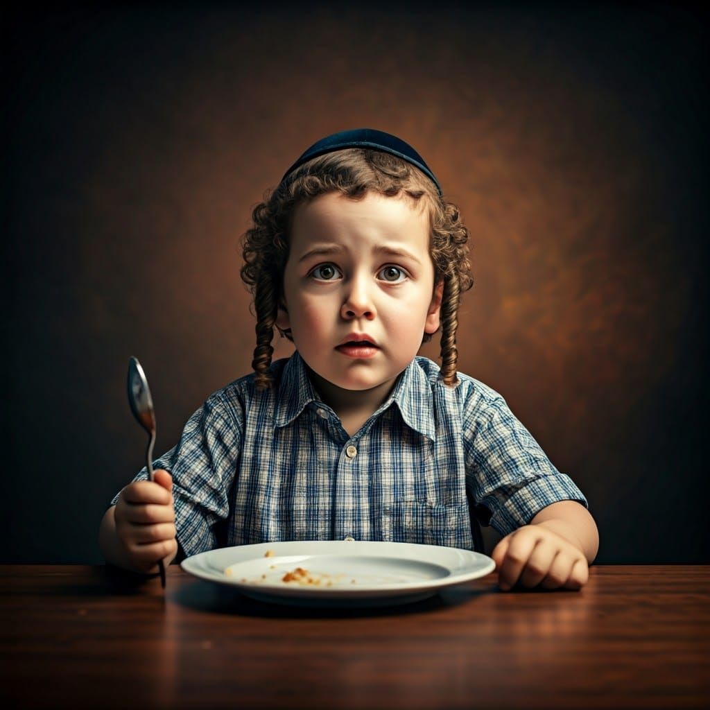 Boy at Empty Table: Photorealistic Fantasy Illustration