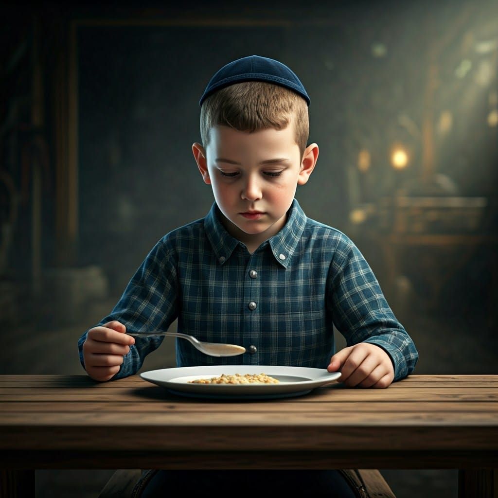 Young Boy Awaiting Food, Digital Fantasy Art