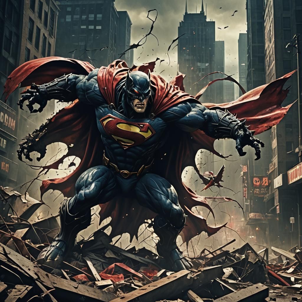 Spawn vs. Superman in Eerie Dystopian Art