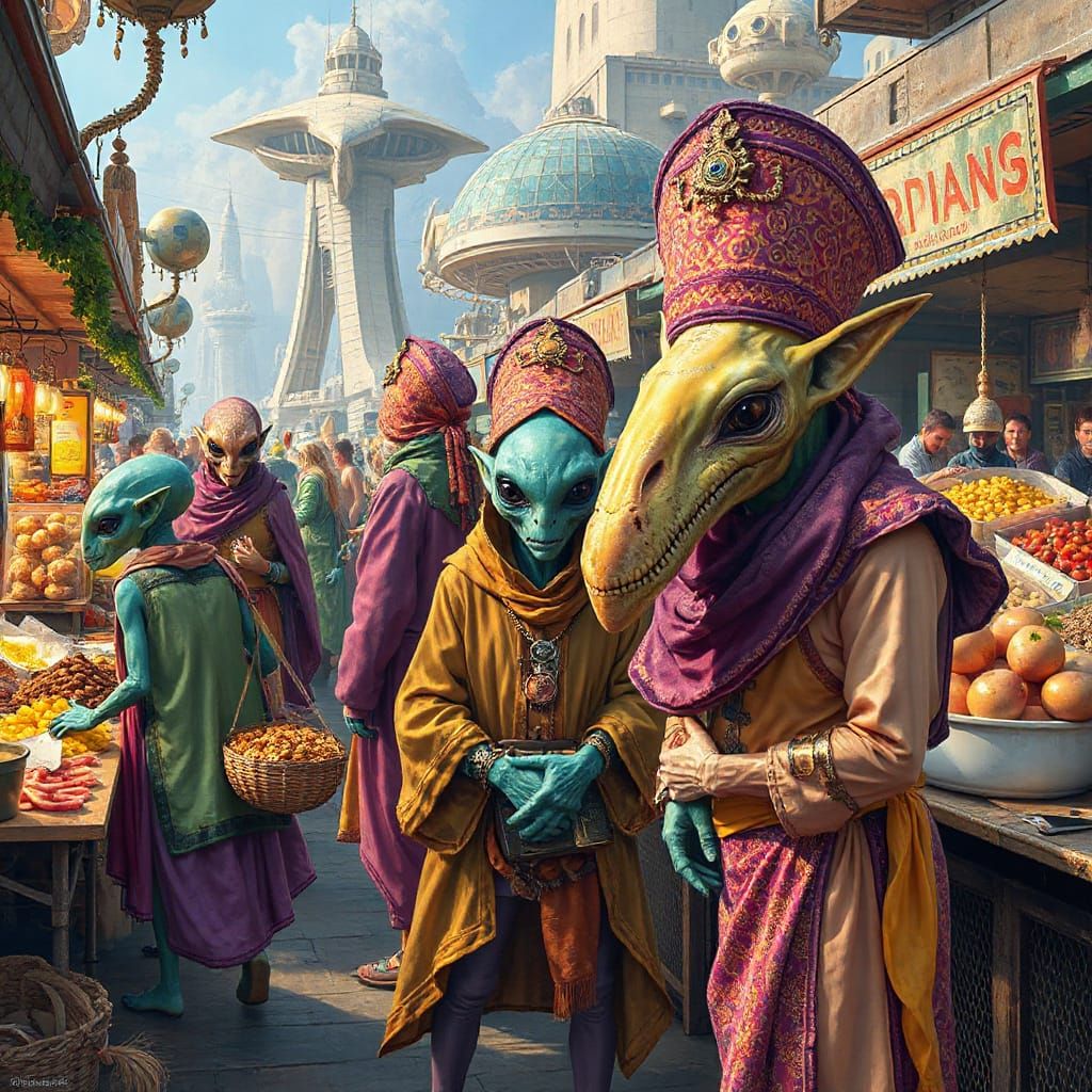   Alien Market these aliens came to shop for magnificent Wares  by @Deckard323