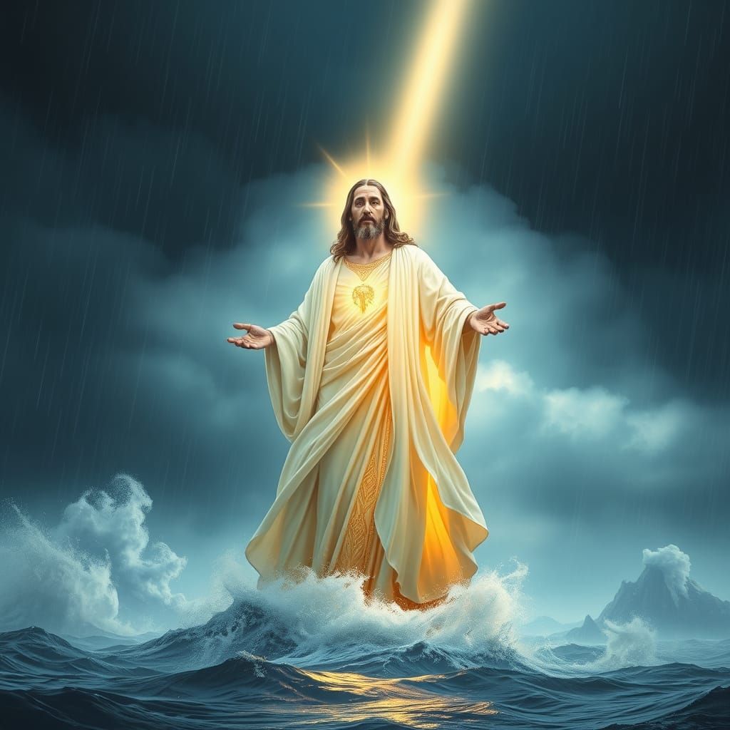 Lighthouse Jesus Shines in Tempestuous Sea