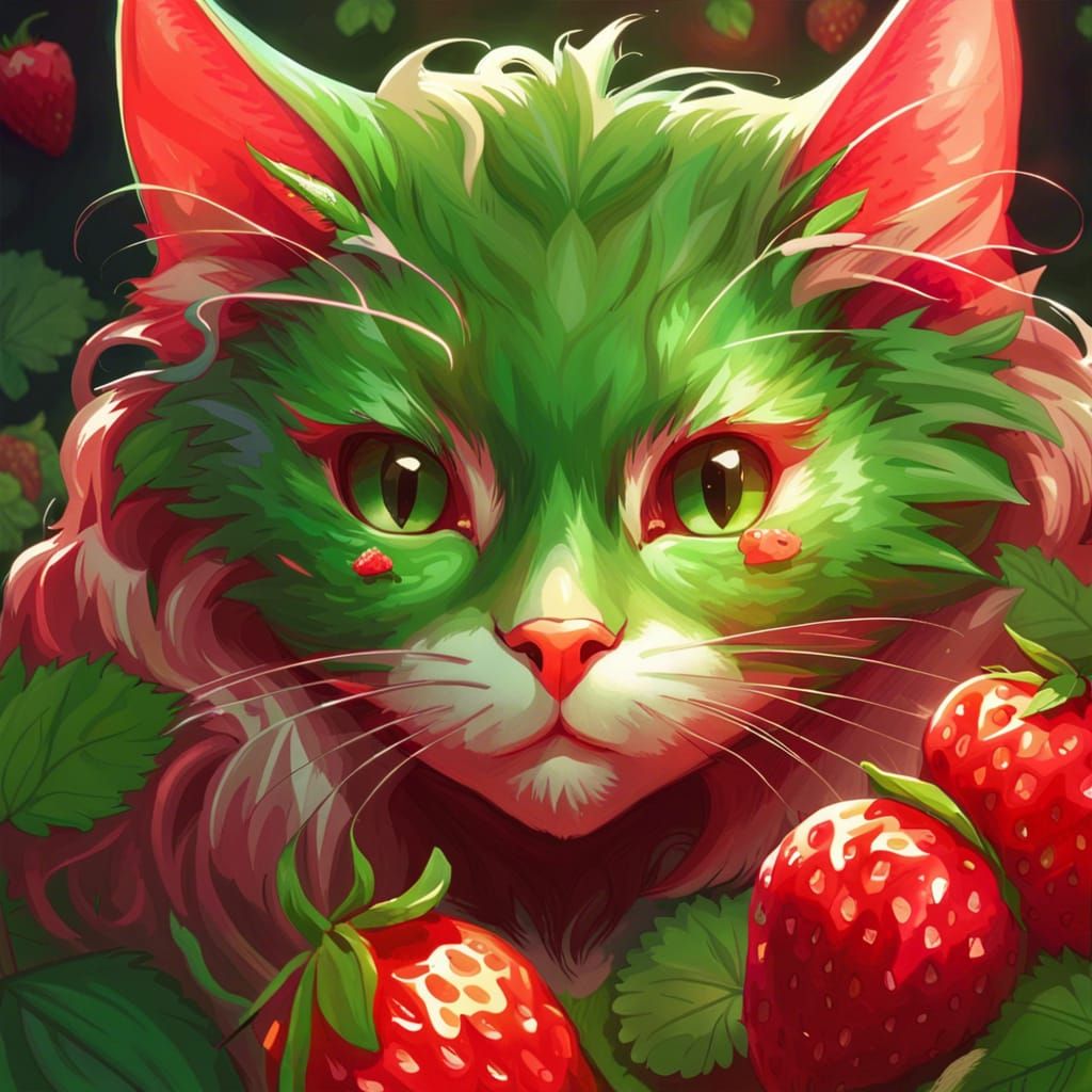 Strawberry Cat AI Generated Artwork NightCafe Creator