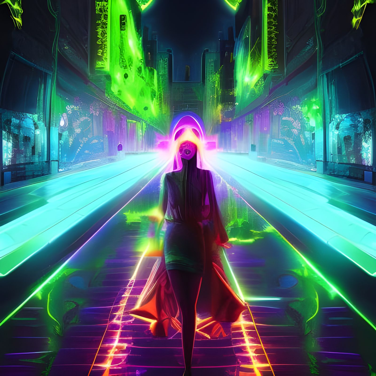 Neon glowing City
