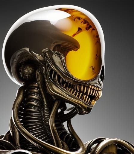 Xenomorph Encased in Amber: Hyperrealistic Glass Art