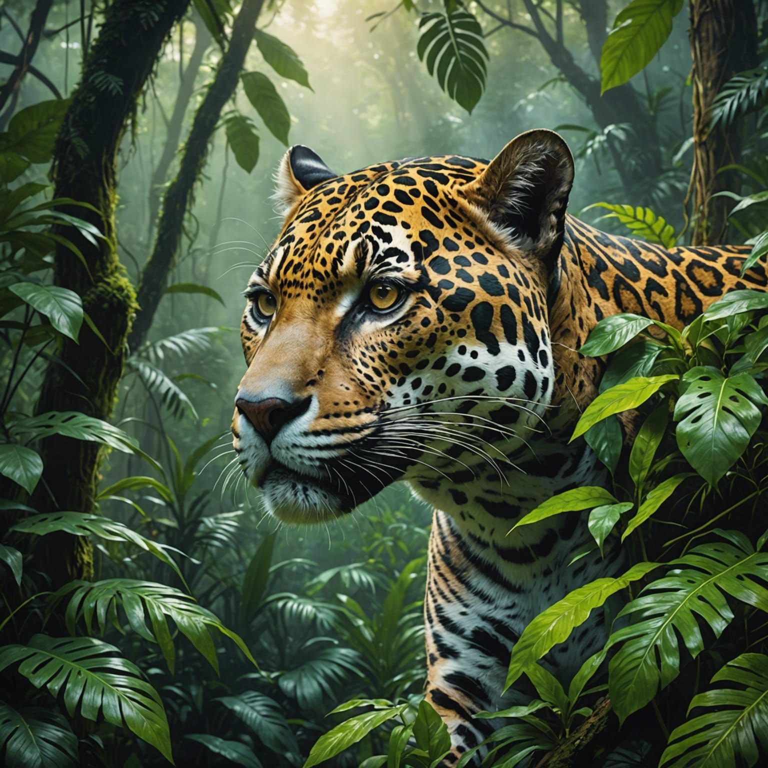 Jaguar in the rainforest