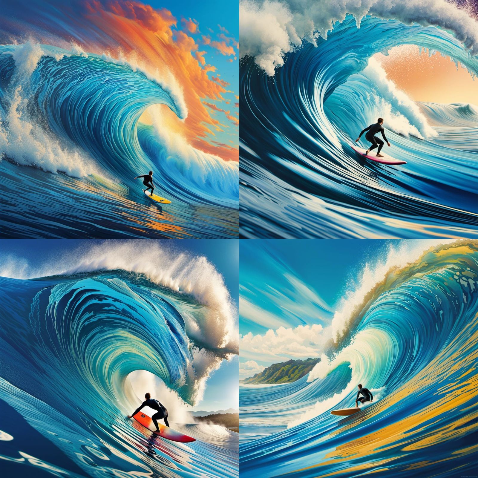 Surfing Tidal Wave. - AI Generated Artwork - NightCafe Creator