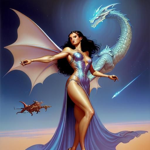 Boris Vallejo's women, ethereal and fair,
With flowing gowns...