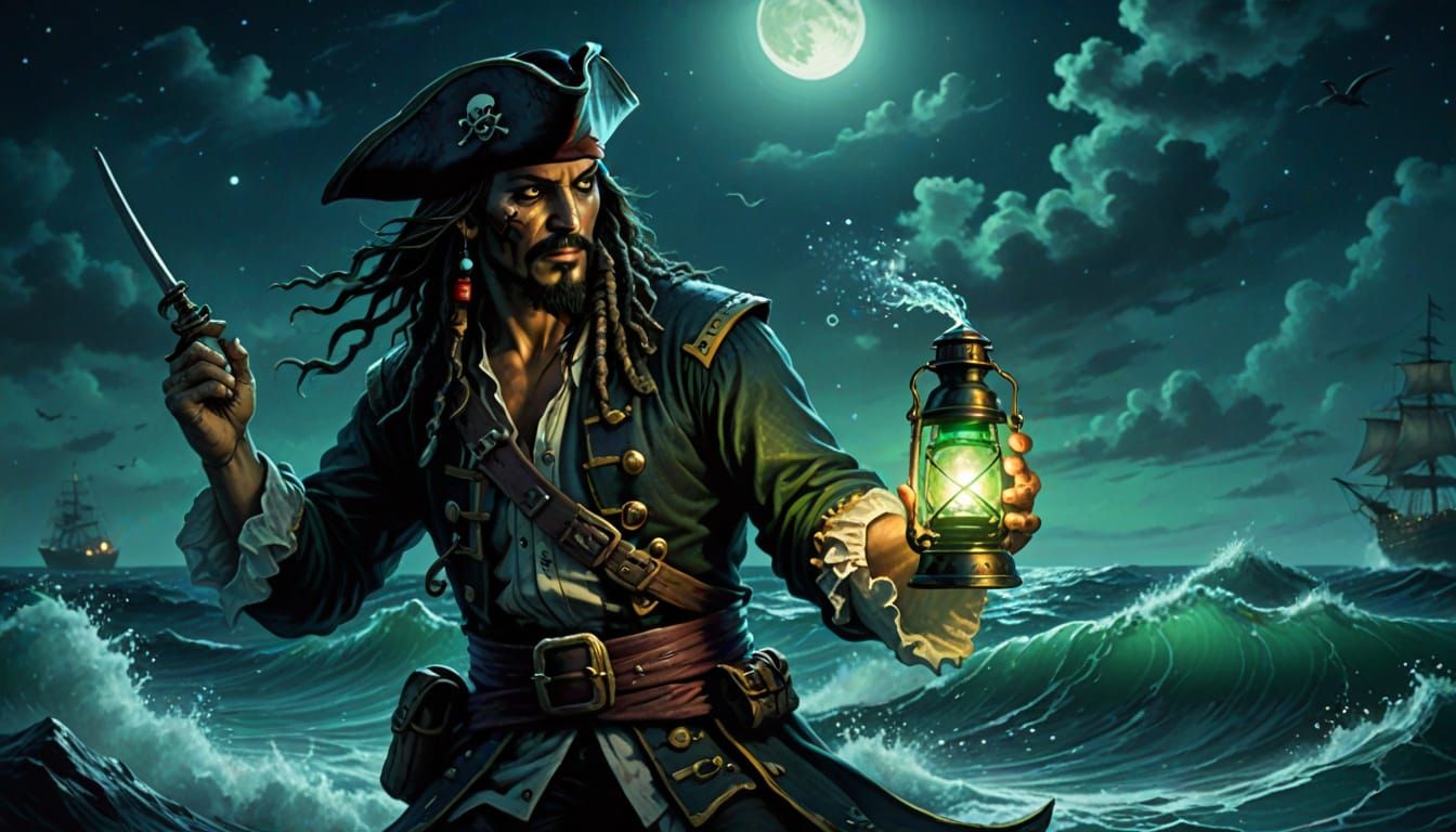 Pirate on a rocky shoal   by @Gemini Tudor