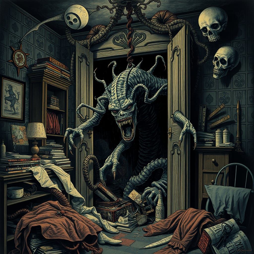 "Monster in the closet" / horror by gustave dore tim burton
...