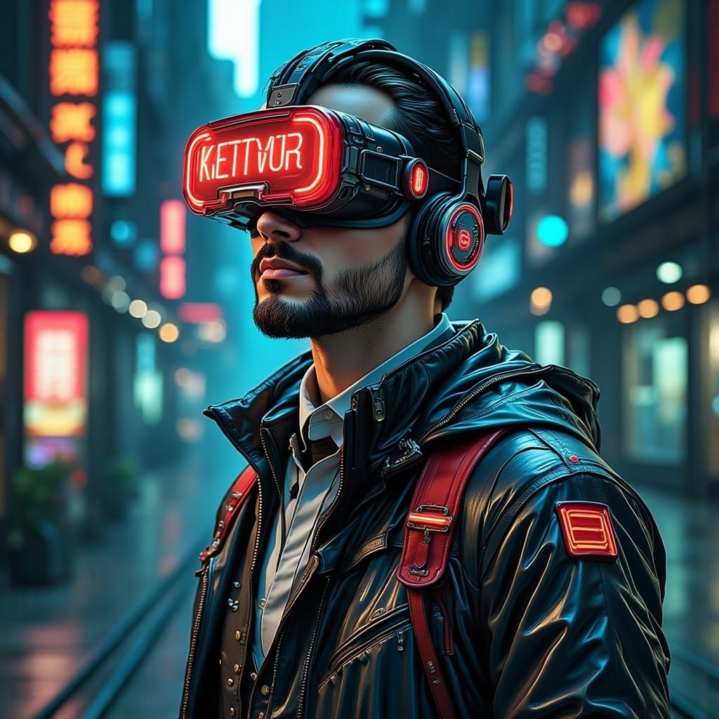  <lora:Stained Glass Flux:1.0> A cyberpunk hacker with AR headset on