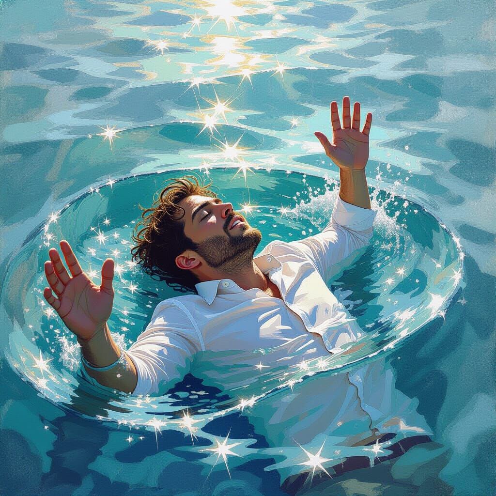 Drowning in Silver Sea: Oil Painting Struggle