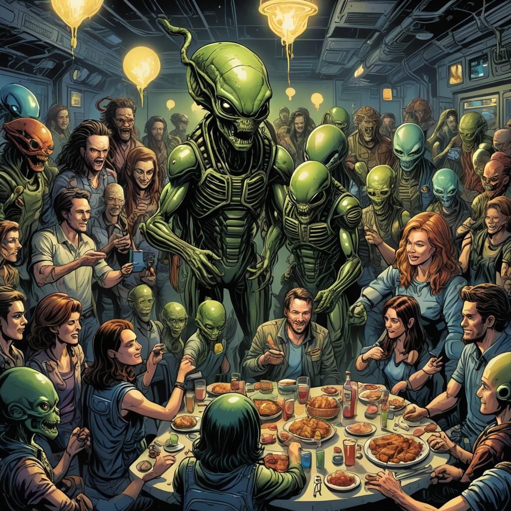 Aliens having a party with the humans. Here in Texas.
