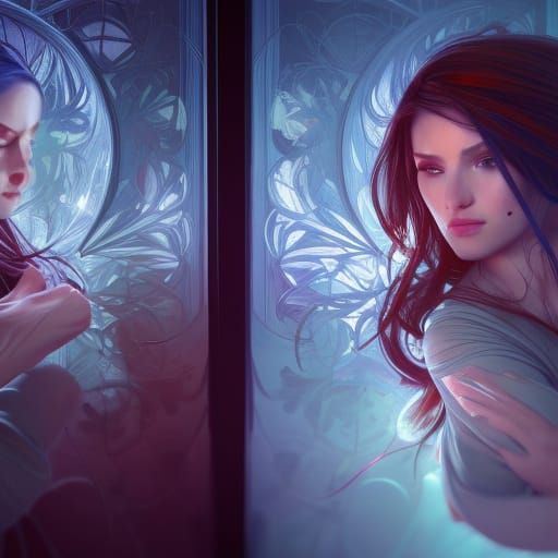hatred of one's reflection. 8k resolution concept art dynami...
