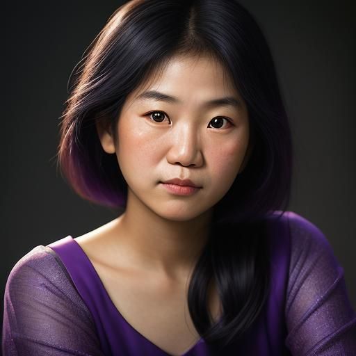 Youth Asian woman in purple dress