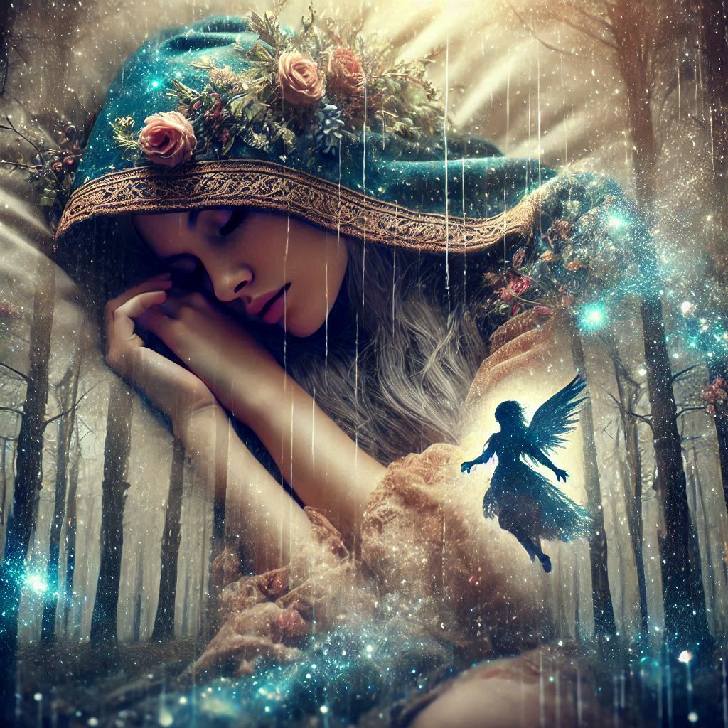 double exposure beautiful fantasy DALL-E 3 portrait landscape..