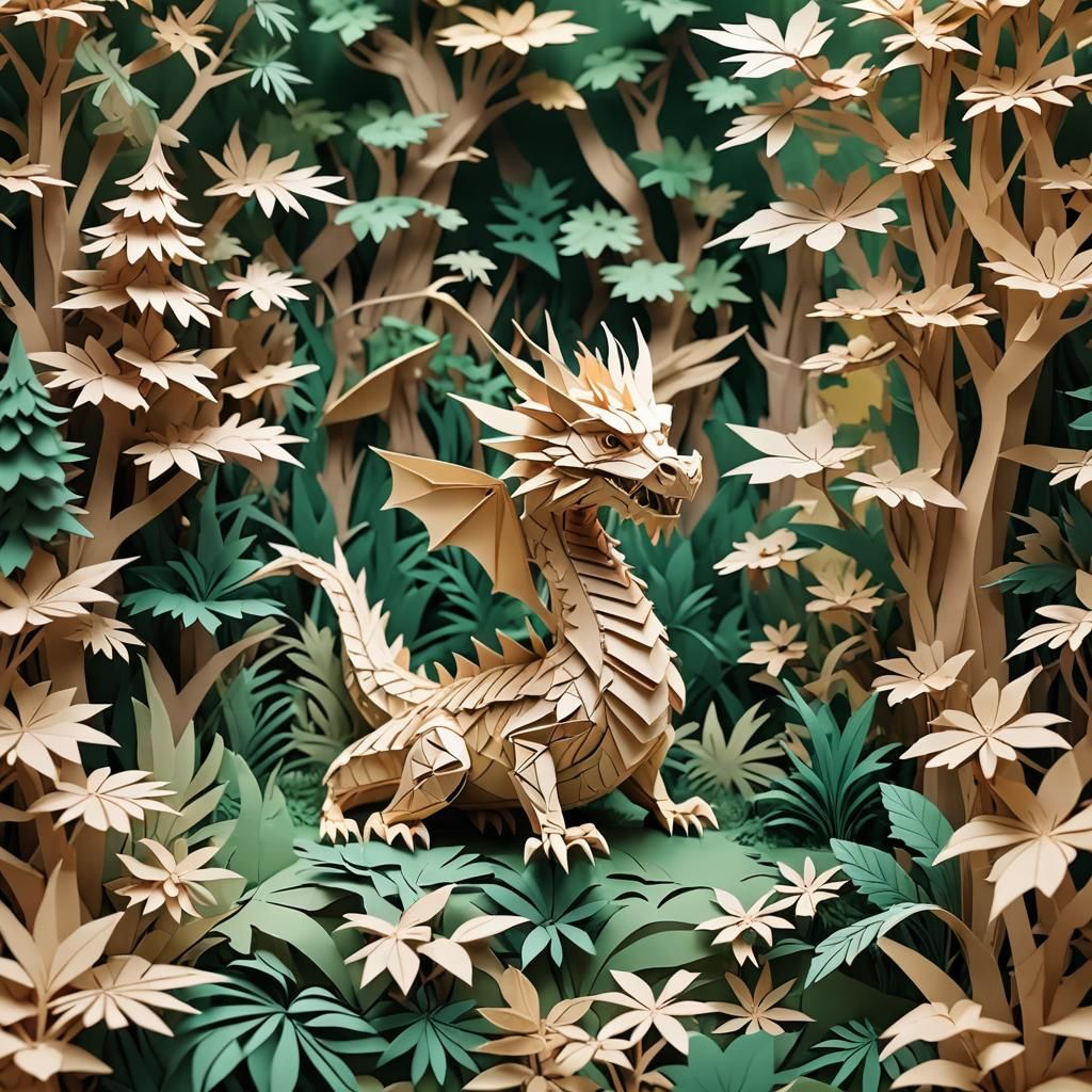 Kirigami dragon  by @Valentina