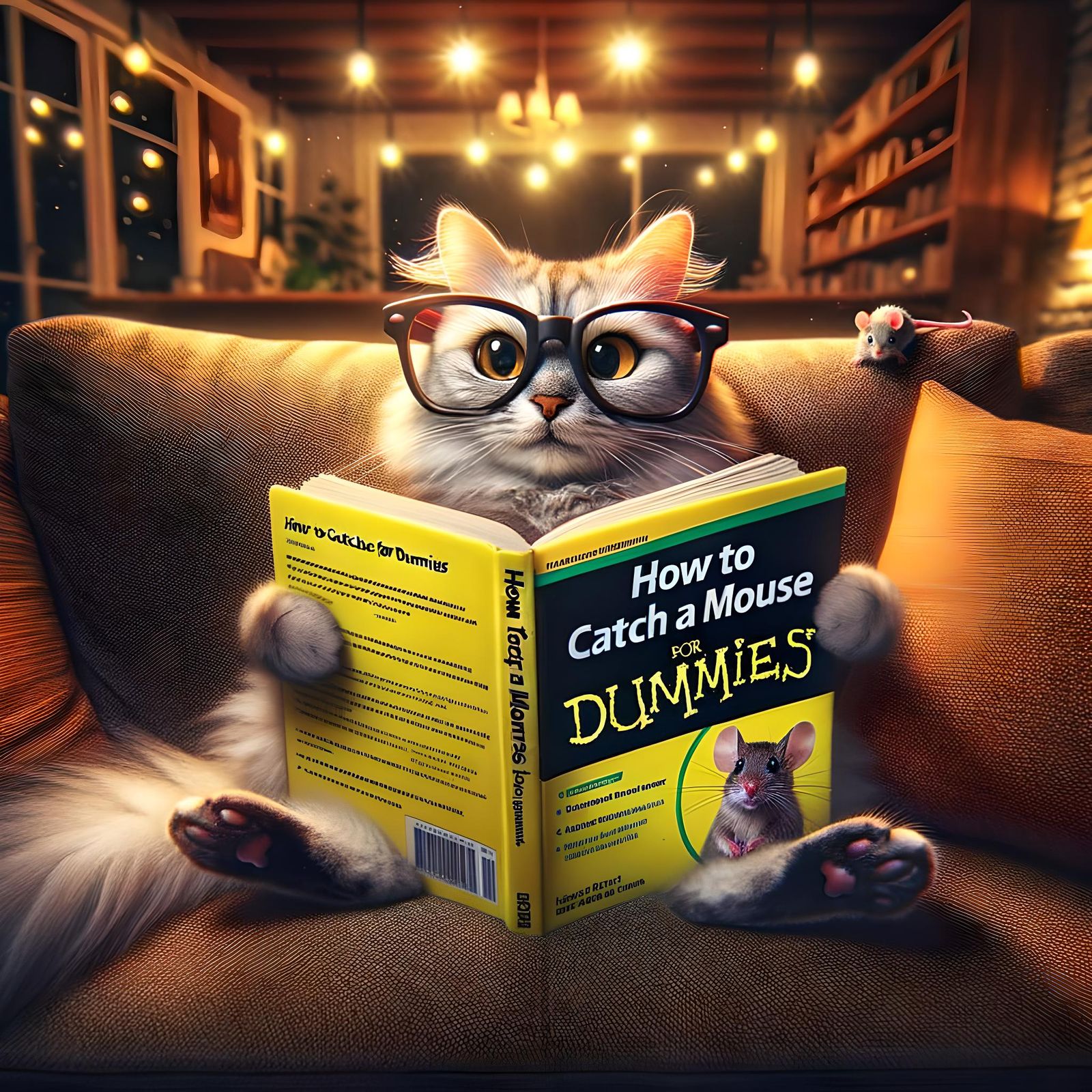 Cat Reading : How to Catch a Mouse for Dummies  by @PROBABLYNOTHING