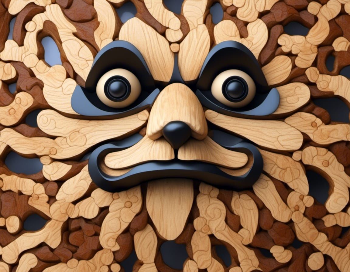 A Japanese wooden Tanuki mask. - AI Generated Artwork - NightCafe Creator