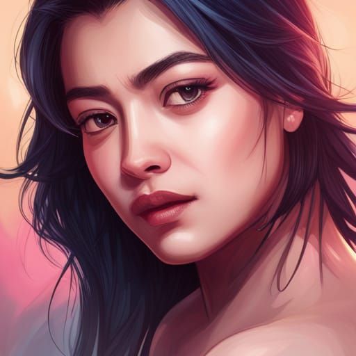 Rashmika Mandanna head and shoulders portrait, 8k resolution concept art portrait by Greg Rutkowski, Artgerm, WLOP, Alph...