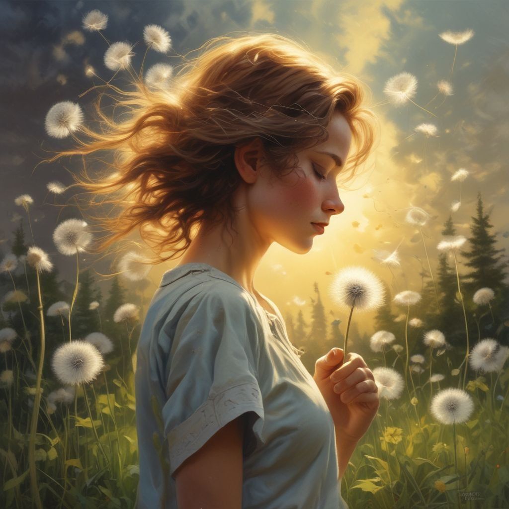 A journey through sunlight and wishes, where dreams rise as softly as dandelion seeds