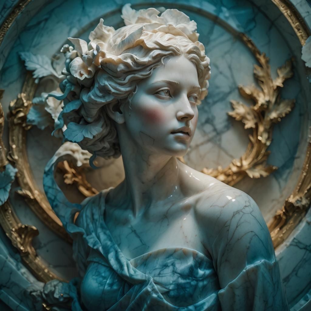 Marble Woman Portrait in Hyperrealistic Style