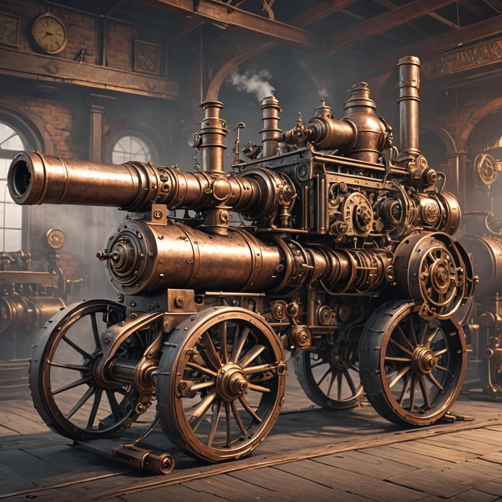 Self-Propelled Steam Cannon - AI Generated Artwork - NightCafe Creator