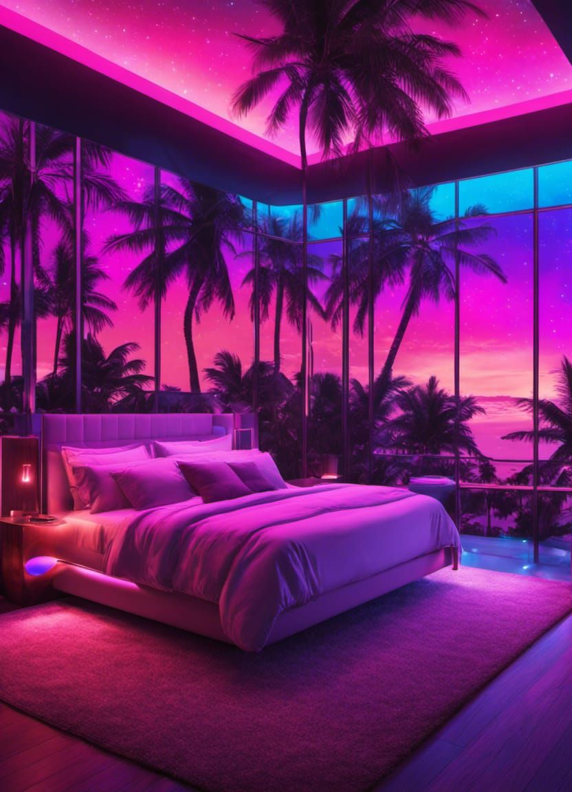 Neon fantasy bedroom