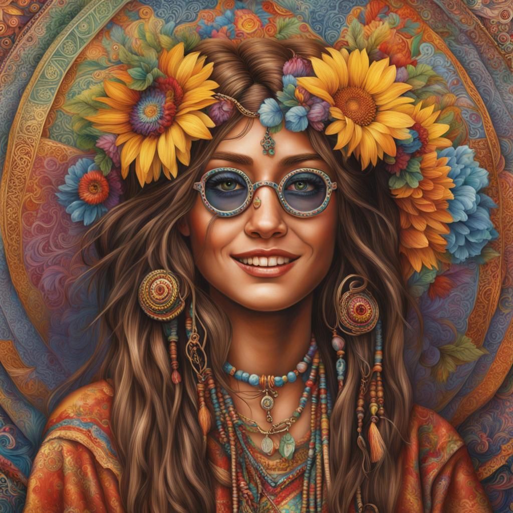 The perfect magic female hyper realistic hippy - AI Generated Artwork ...