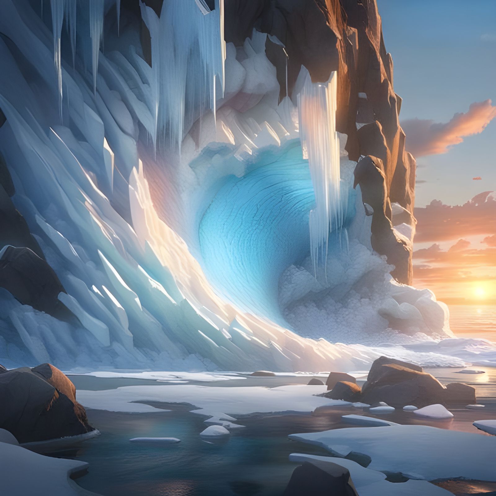 Frozen sunset - AI Generated Artwork - NightCafe Creator