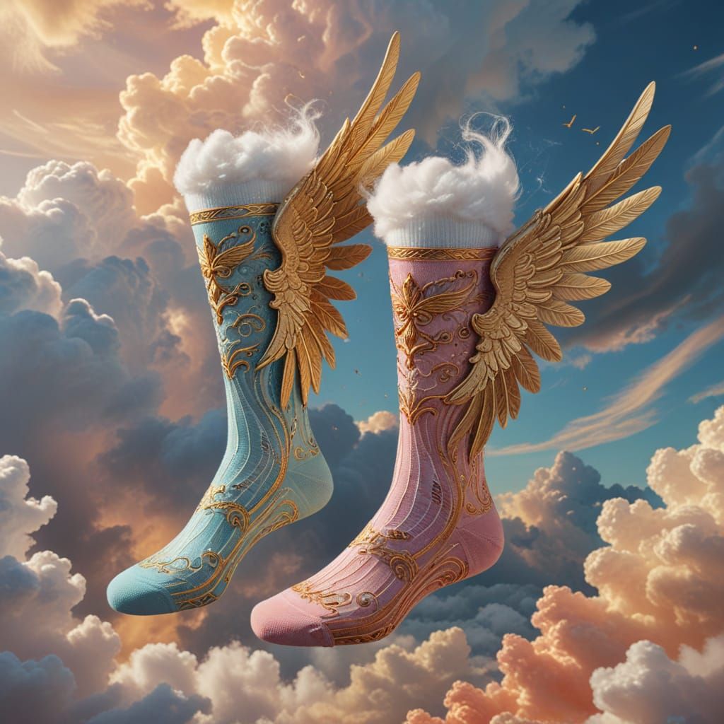 Angel Socks in Dreamy Cloudscape  by @Lady on Fire