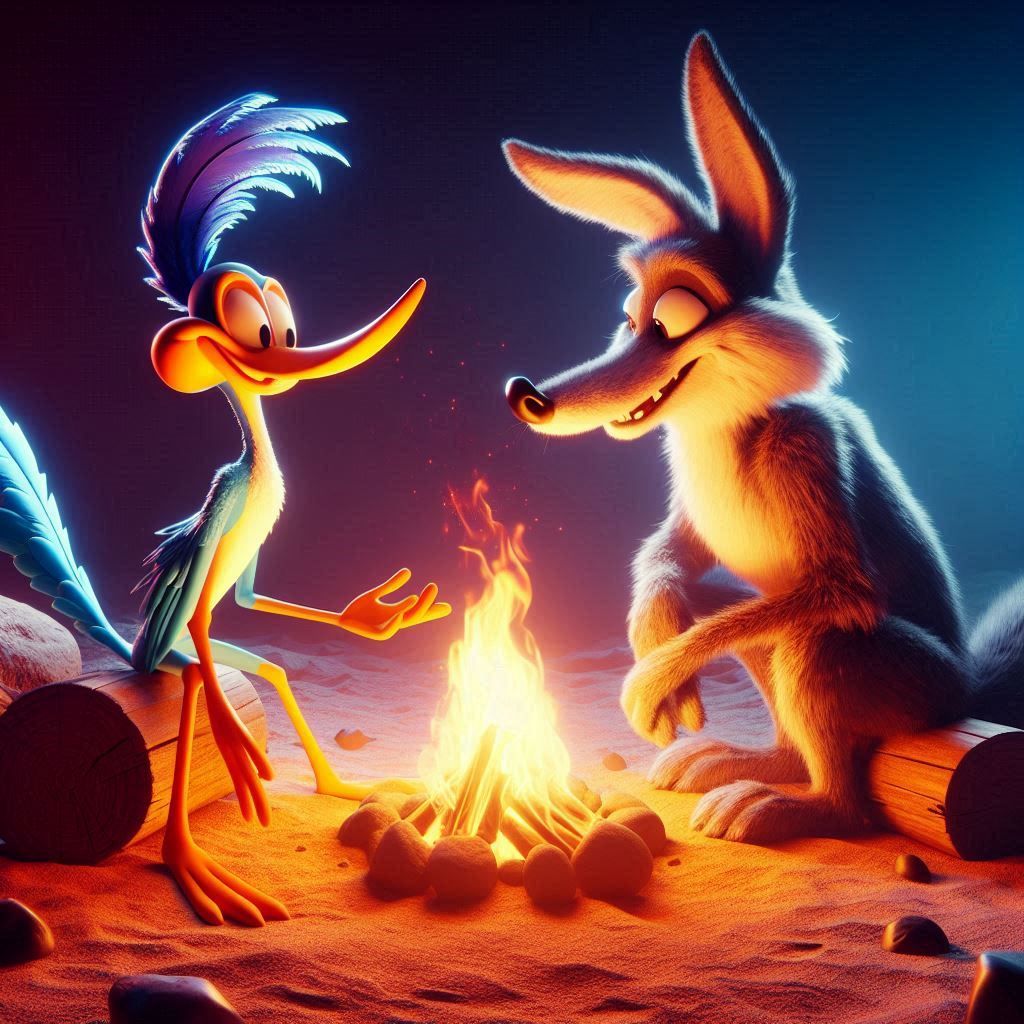 The roadrunner and the coyote are now friends