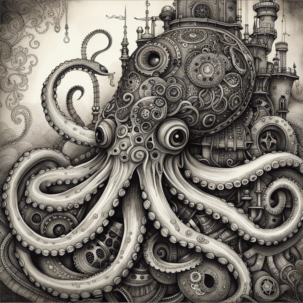 steampunk octopus  by @Si White