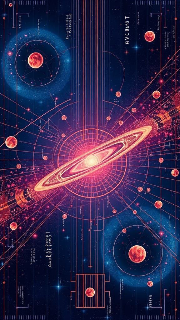 Spacetime matrix - Cosmic Grid in Vibrant Colors