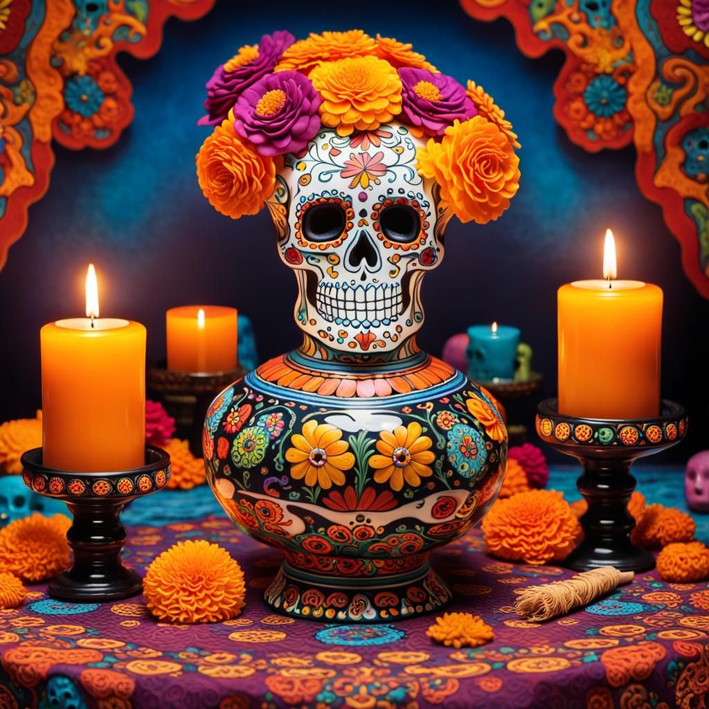 Day of the Dead Marigolds - AI Generated Artwork - NightCafe Creator