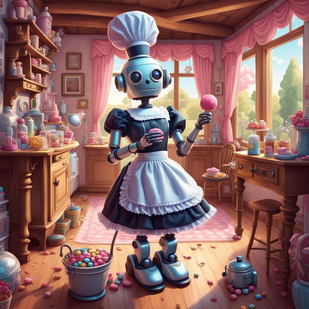 Robotic housemaid in candy land  by @Spiderweb Learning 