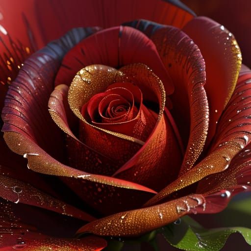 Vibrant Red Rose in Golden Hour Light