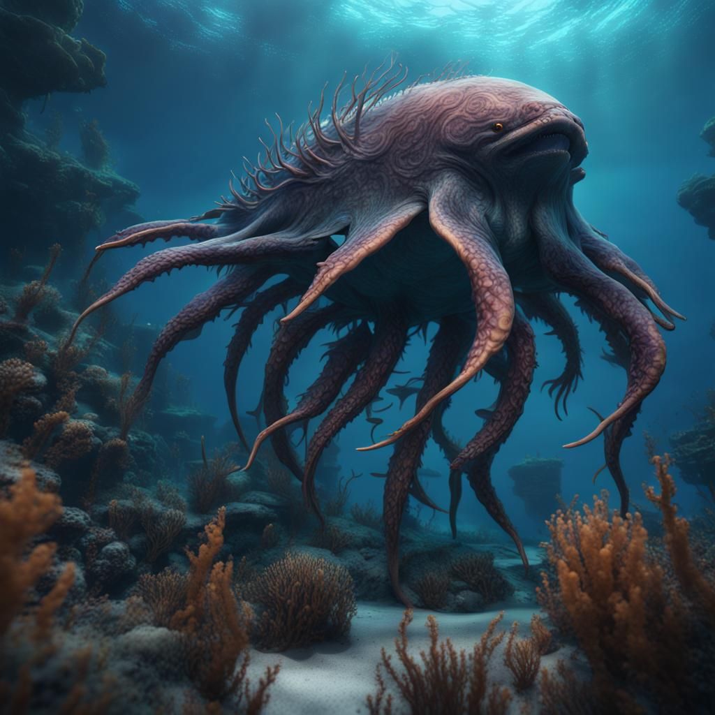 Giant underwater sea creature - AI Generated Artwork - NightCafe Creator