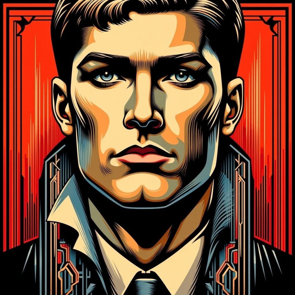  <lora:Art Deco Flux:1.0> art deco male gangster wanted poster 