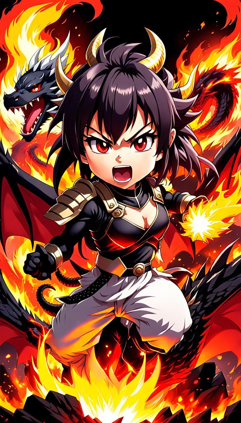Chibi. Dragon, Fierce, angry, rage, fire-breathing., by arti...