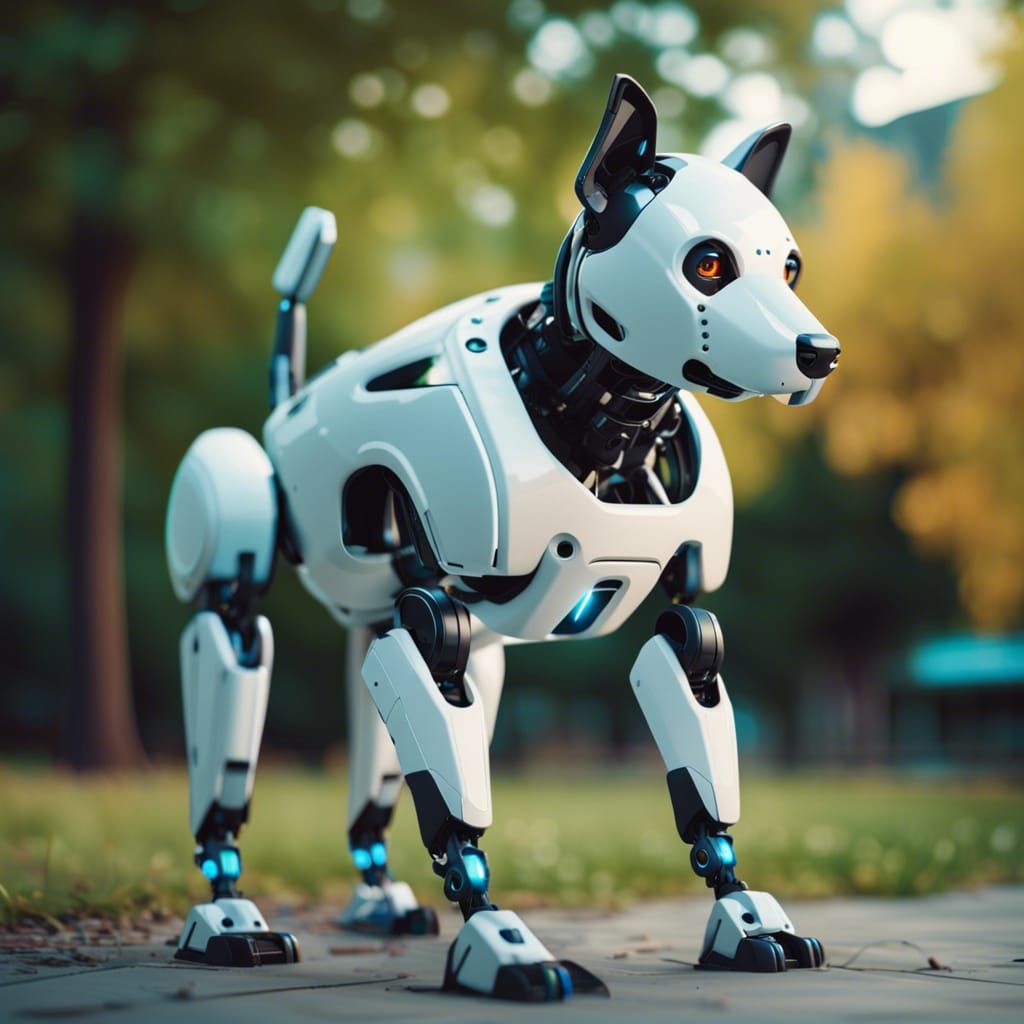 A robotic dog in a park  by @That cinema teacher