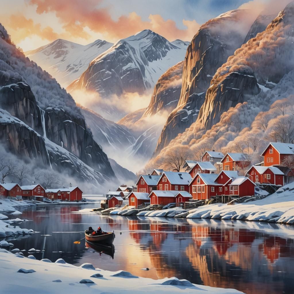 Nærøyfjord in Norway. Winter never left.  by @BelgiumJumpAI