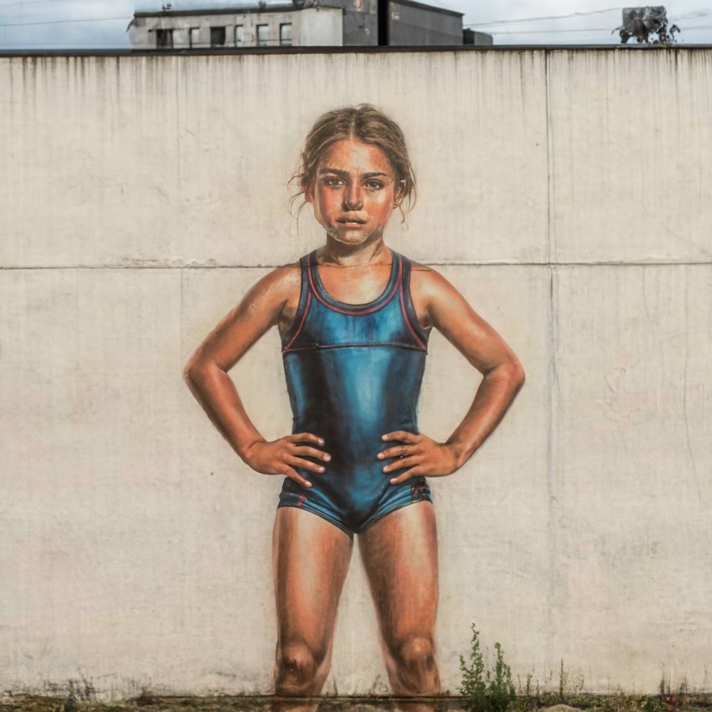 wrestling girl graffiti