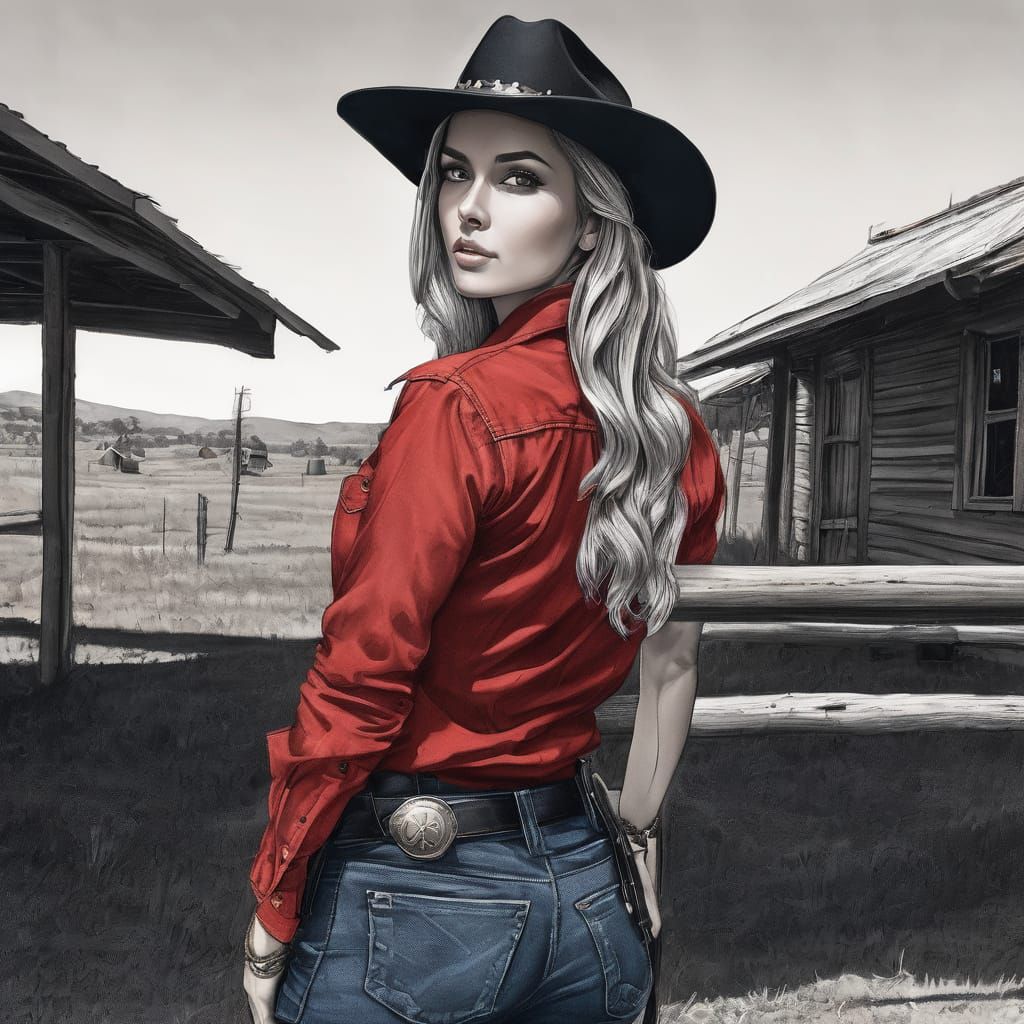 Blonde Cowgirl In Red