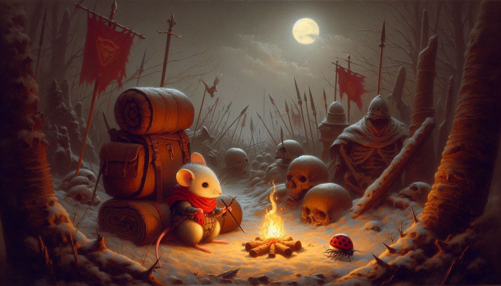 The Heroic Mouse Knight having a rest at an olf cursed battl...